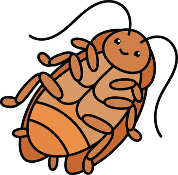 Cockroach Vector Illustration, Cartoon Pest Insect Character for Hygiene and Extermination Concepts in Flat Style.