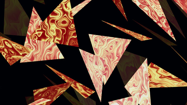 Abstract red and orange triangular geometric fragmentation