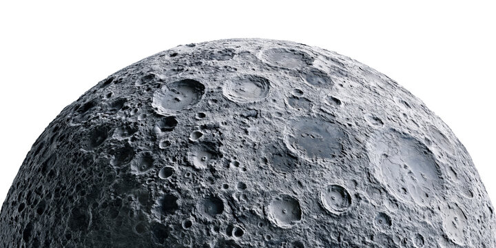 Moon surface isolated on transparent background.