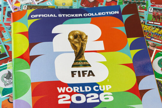 Panini stickers album about the World Cup 2026 with some stickers
