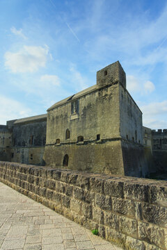 Acaya Castle. The trapezoidal Renaissance fortress, is a trace of the Arragon period in Salento, Italy.