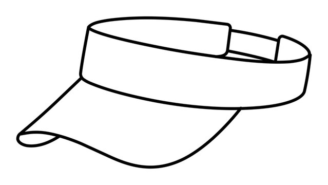 Sun visor cap vector icon illustration featuring editable stroke, hand-drawn minimalist outline of athletic headwear for beach, sport, and casual wear with customizable line weight for designers.
