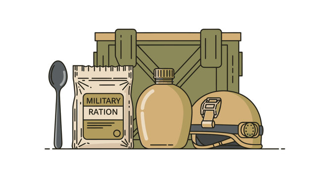 Military Ration Food and Equipment.