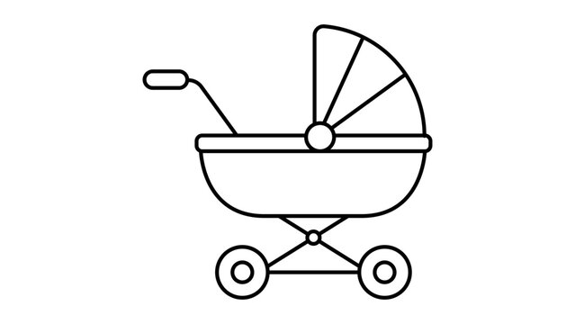 Versatile baby stroller illustration featuring an editable stroke, this clean vector icon is ideal for family apps, baby product branding, and minimalist parenting graphics with customizable lines.