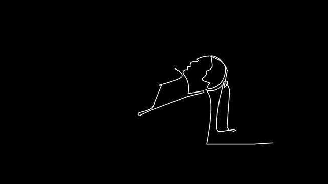Single Line Drawing of a Scroll on Black Background
