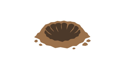 Scientific meteorite crater vector icon showing an impact site on a lunar or planetary surface, a clean minimalist line illustration for geology studies, space science, and landscape graphics. © MDANAMUL