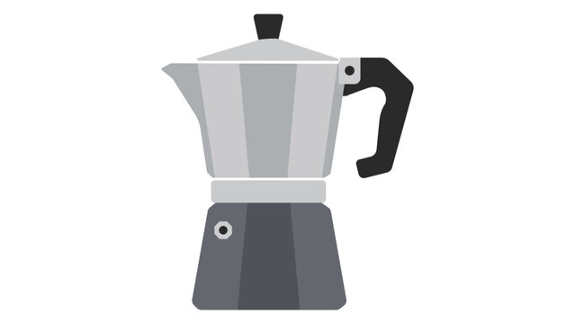 Traditional Italian coffee maker Moka pot vector icon illustration, elegant hand-drawn outline for cafe logo, morning beverage menu, and kitchen appliance retail graphics in a minimalist style.