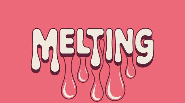 Melting text with dripping letters on pink background