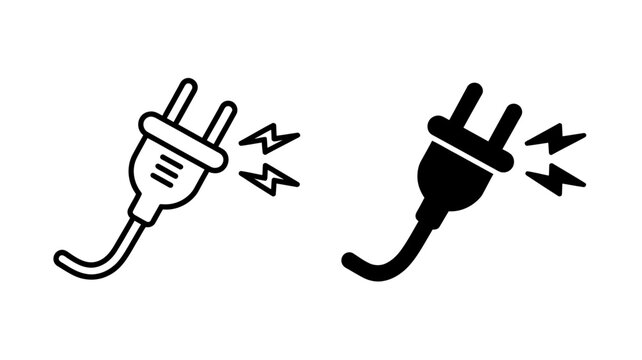 Electric plugs with lightning bolts coming out  electrical shock icons