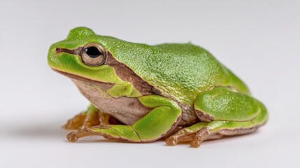 Obraz premium European green tree frog on a clean white background