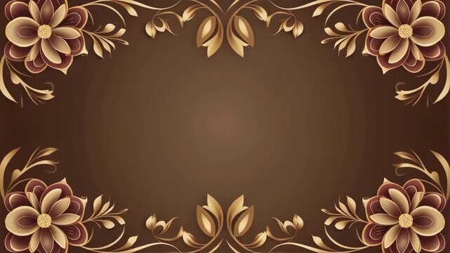 Elegant Floral Border Design on Brown Gradient Background.