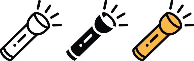 Minimal set of three handheld flashlights white vector illustration EPS PNG file  © T-Graphics IT