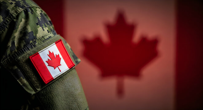 Canada day military pride soldier's uniform with maple leaf flag patch