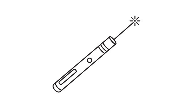 Professional laser pointer vector icon illustration with editable stroke, presentation tool for office meetings and lectures, minimalist hand-drawn line art design for business and education.