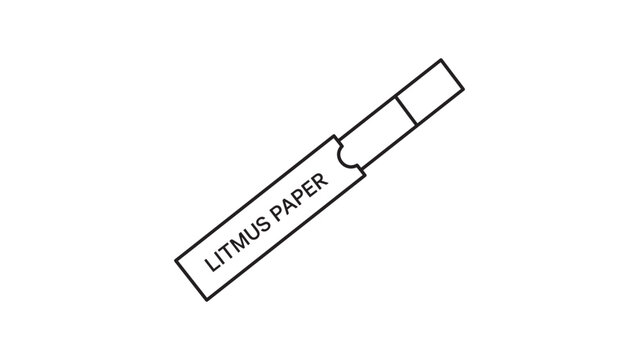 Professional litmus paper indicator vector icon featuring an editable stroke for scientific laboratory research and chemical ph testing, minimalist hand-drawn line art isolated on white background.
