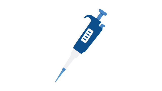 Scientific lab pipette vector icon illustration, laboratory dropper equipment for chemistry and biology research experiments, minimalist hand-drawn line art graphic isolated on white background.