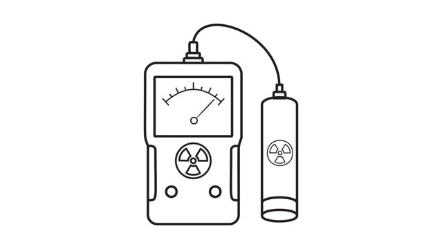 Professional Geiger counter vector icon with editable stroke for radiation detection and safety monitoring illustration, featuring a minimalist line style for science and industry designs.