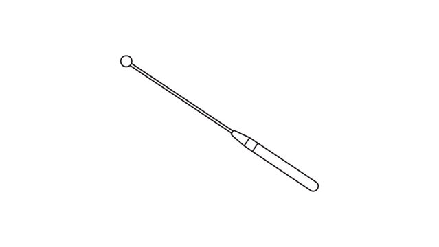 Professional inoculating loop microbiology tool vector icon featuring an editable stroke, ideal for scientific laboratory illustration, bacteria culture research, and medical design projects.