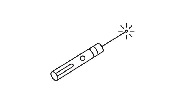 Electronic laser pointer vector icon illustration with editable stroke, digital presentation tool for business meetings and classroom lectures, hand-drawn minimalist line art for web design.