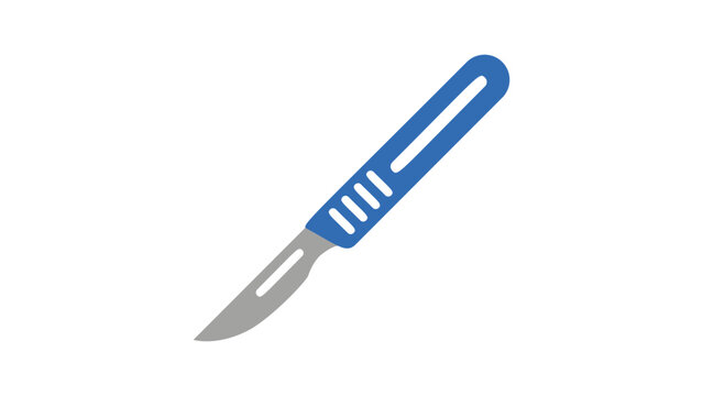 Surgical scalpel vector icon for medical surgery and healthcare design projects featuring a professional hand-drawn illustration with a clean minimalist outline for surgical instruments.