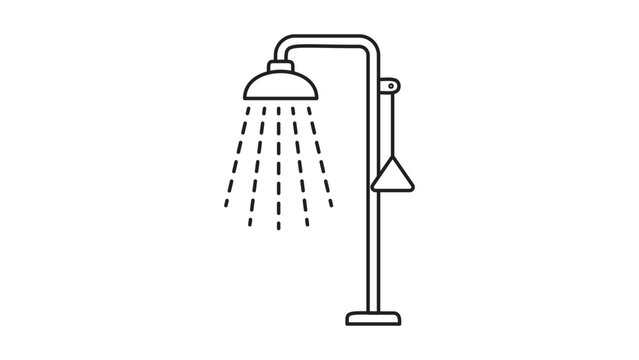 Emergency safety shower vector icon for industrial lab safety equipment illustration with a clean minimalist design featuring an editable stroke for customizable line thickness and style.