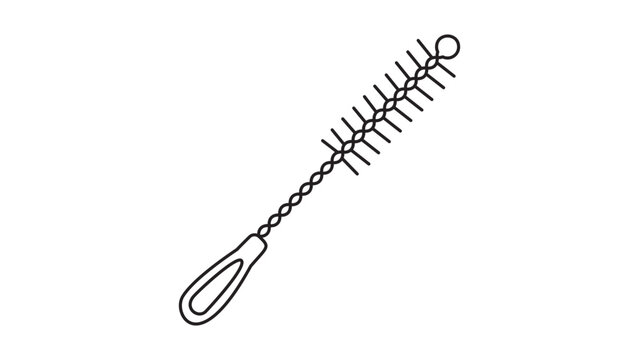 Detailed laboratory test tube brush vector icon illustration with an editable stroke, ideal for cleaning equipment, science research, and chemistry lab maintenance with adjustable line weight.