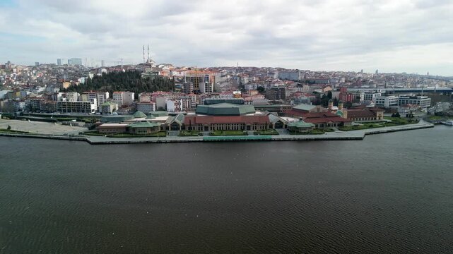 Halic Congress Center in Istanbul Turkey, fly left shot