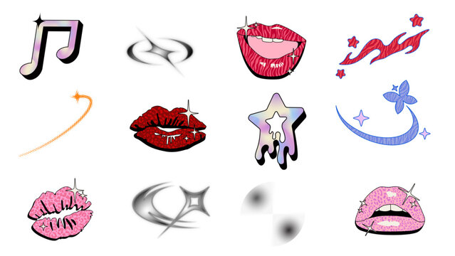 Nostalgic Y2K Retro Pop Culture Icon Set