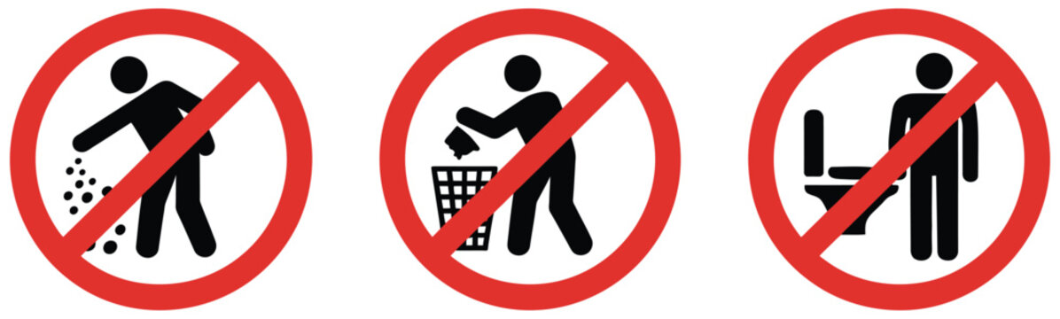Do not litter rubbish trash logo with prohibition sign symbol and classic vector illustration design.