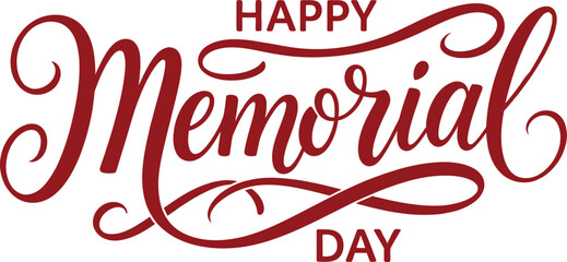 Happy memorial day typography red script lettering for patriotic holiday graphics © Farjana