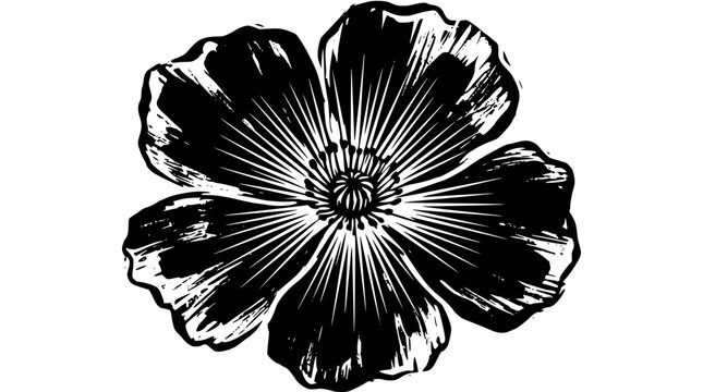 Black and white illustration of a large flower