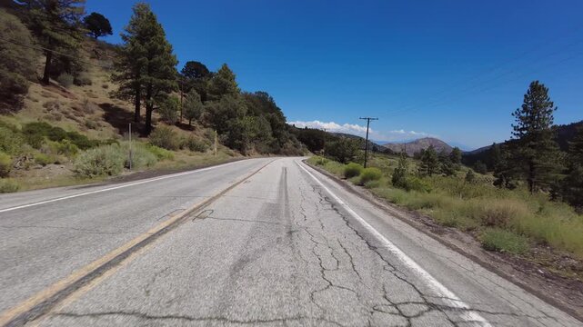 Angeles Crest Highway Summer Eastbound 6 Grassy Hollow to Wrightwood 11 Front View Driving Plate Angeles National Forest California USA