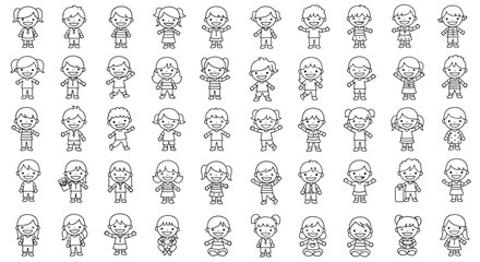 Obraz premium Cartoon characters in various poses.