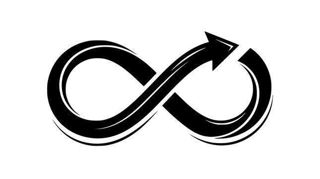 Infinity symbol with an arrow pointing to the right side