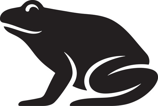 Frog and Black Bear Silhouette Vector Illustration Cute Wildlife Animal Cartoon Logo Design