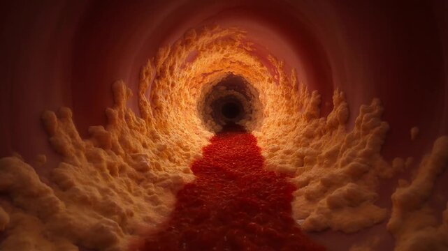 Atherosclerosis Artery Blockage Medical Illustration, Cholesterol Buildup 3D Render