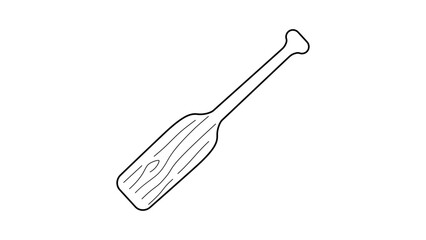Naklejka premium Minimalist wooden paddle illustration with editable stroke and customizable line weight, a clean vector icon designed for boating, rafting, or nautical branding and maritime lifestyle projects.