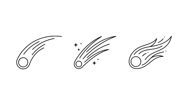 This comet line art set showcases alluring comet designs, embracing movement and energy, ideal for cosmic themes and creative explorations in art and design.