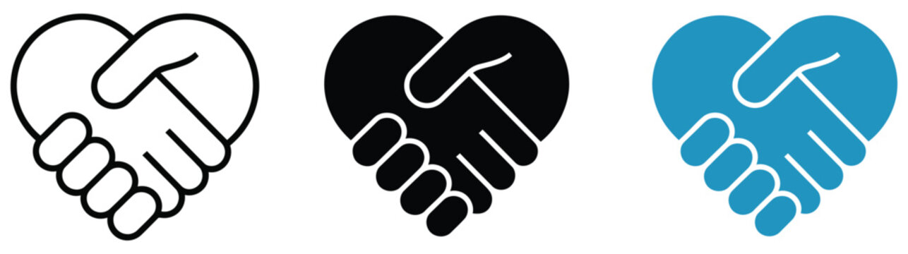 Handshake in heart shape representing partnership trust friendship and teamwork symbol vector illustration design.