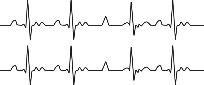Collection of heartbeat pulse rhythm lines for medical design projects vector set representing heart monitoring, ECG signals and healthcare diagnostics for hospital and wellness visuals.