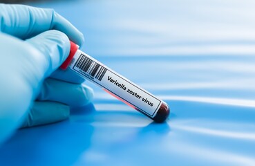 Obraz premium Blood sample tube for varicella zoster virus test analysis.