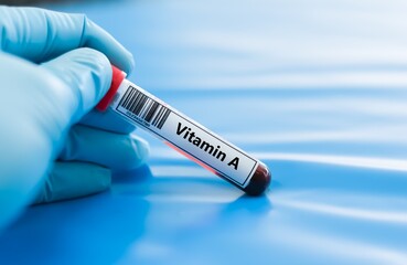 Obraz premium Blood sample tube for vitamin A test analysis.