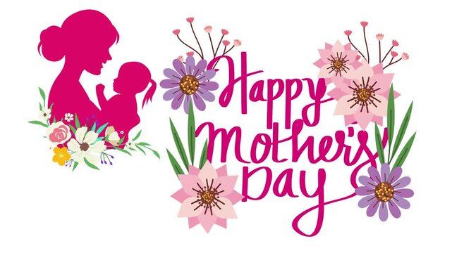 Mother's Day, Happy Mother's Day, floral, pink, purple, flowers, greeting