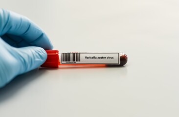 Obraz premium Blood sample tube for varicella zoster virus test analysis.