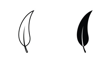 Elegant feather outline and solid silhouette icons representing lightness and nature © Visual