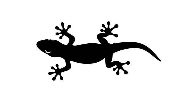 Black silhouette of lizard crawling.