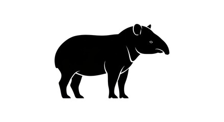 Fototapeta premium Black tapir animal silhouette standing.