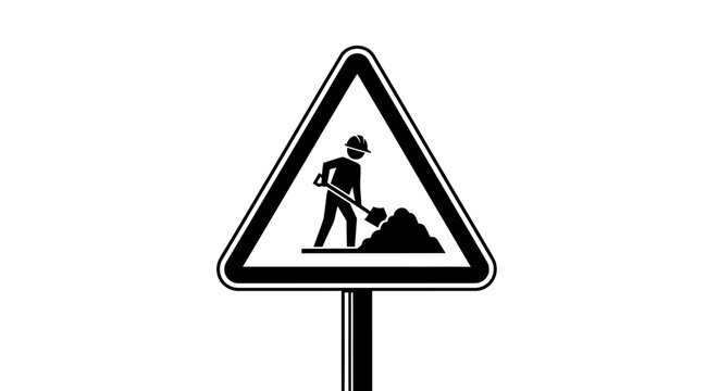Road work ahead sign warning construction symbol isolated on white