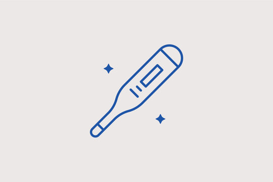 Digital baby thermometer line icon for infant health monitoring and fever tracking. Professional vector illustration for pediatric medical sites and family first aid guides.