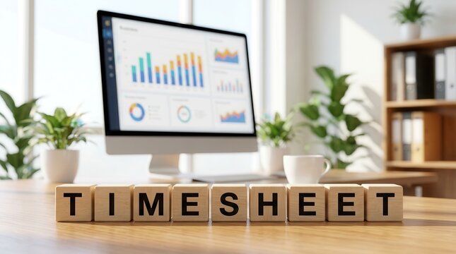 Professional timesheet concept for employee attendance, overtime approval, and project costing.